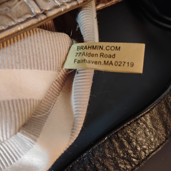 Brahmin Leather Croc Patchwork Shoulder Purse - Picture 8 of 16